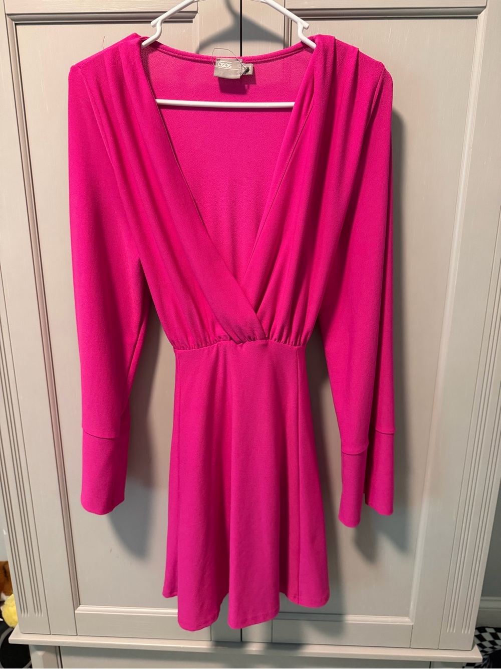 ASOS Pink Flare-Sleeve V-Neck Women’s Dress